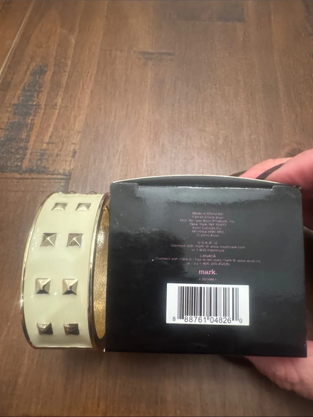 Brand New Mark. Gold-Tone Cream Studded Bangle Bracelet